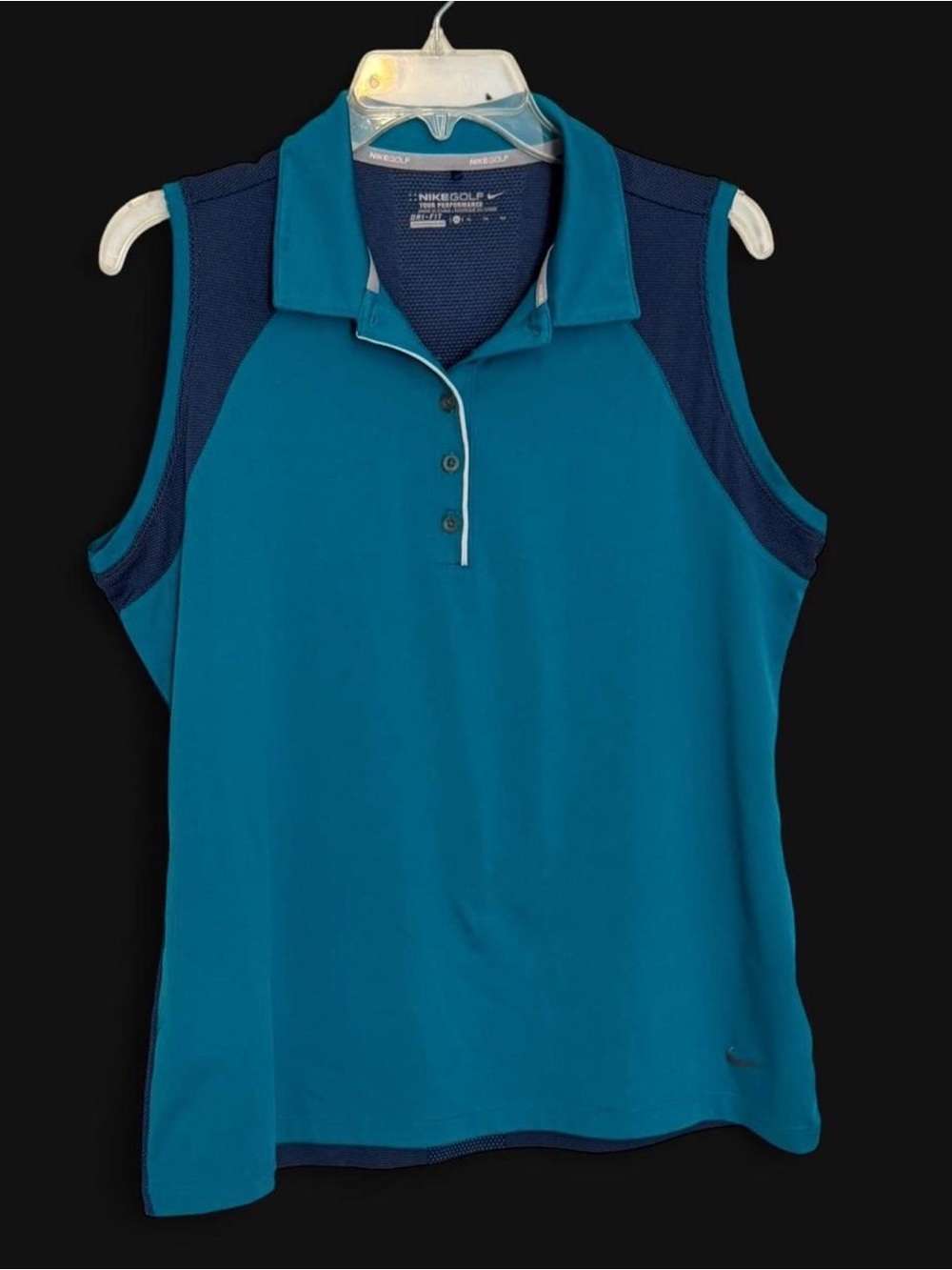 Nike Golf Dri-Fit Women’s XL Sleeveless Polo Shirt Blue Athletic Top